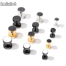 1 пара, Круглый Круг, титановый гвоздик, серьги, Панк штанга гантели, Двухсторонние серьги для пирсинга для женщин и мужчин