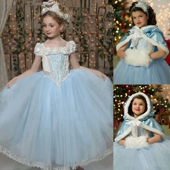 

2016 Girls Cinderella Princess Dress With Shawl Fairy Tail Kids Girl Movie Cosplay Costume