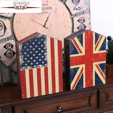 Винтаж домашний декор коробка для хранения Флаг бар украшения Стиль ключ ящик, деревянная коробка для ключ распределительной коробки