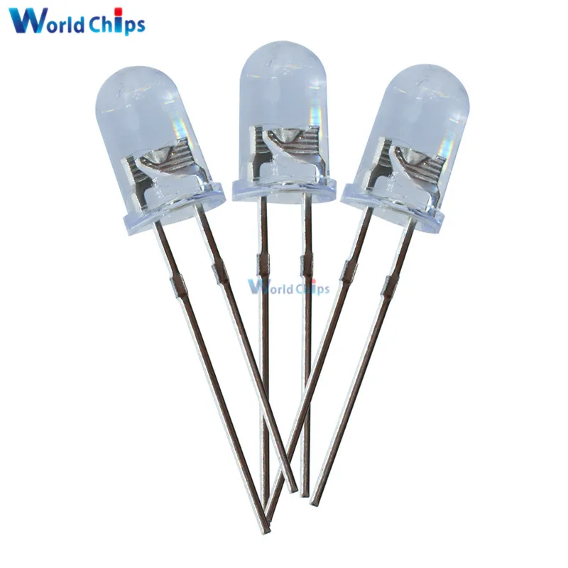 

100PCS 5mm Round White Water Clear LED Light Diodes Kit Lamp 1.8V-3.4V High Power Supper Bright Bulb