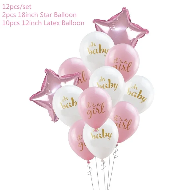 Детские вечерние украшения для душа, набор для мальчиков/девочек, детские воздушные шары, баннеры, украшения для детского дня рождения, сделай сам - Цвет: balloon set pink