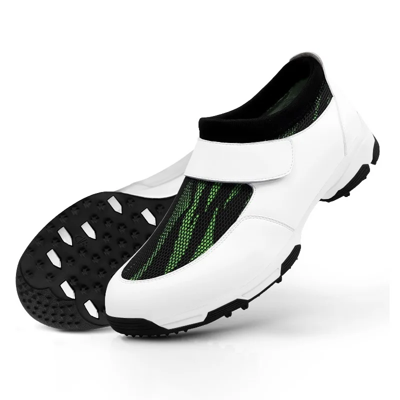

2019 Men Hook Loop Golf Shoes Outdoor Mesh Breathable Sports Shoes Men Shock Absorption Spikes Nail Anti Skid Golf Shoes AA10105
