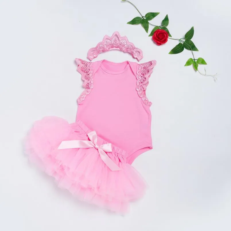 Newborn Romper Girl Tutu Clothing Sets Baby Girls Jumpsuit Cotton Sleeveless Kids Pink Clothes