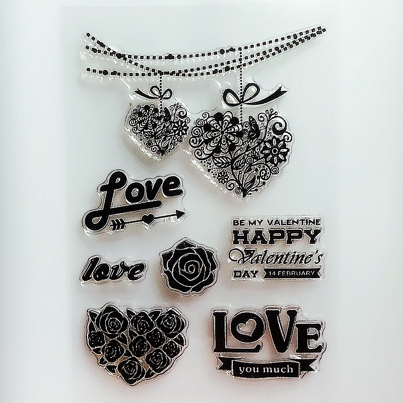 

YLCS270 Love Silicone Clear Stamps For Scrapbook DIY Album Paper Card Decoration Embossing Folder Rubber Stamp Tools 11*16cm