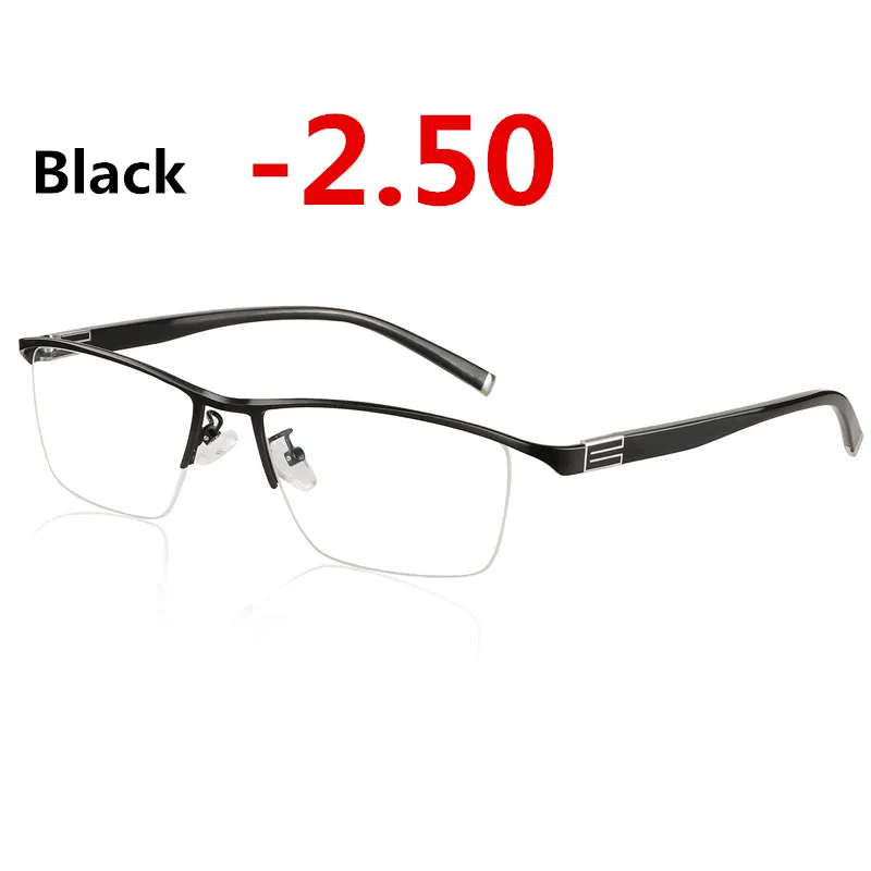 Очки для близорукости, фотохромные очки для мужчин и женщин, очки для близорукости, оправа с цветными линзами, солнцезащитные очки для близорукости, очки-1,0-1,5 - Цвет оправы: Black -2.50