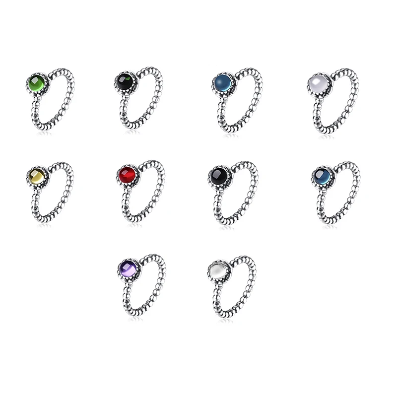 10 Style 925 Sterling Silver Ring Charm Round Stone 925 For Women Jewelry
