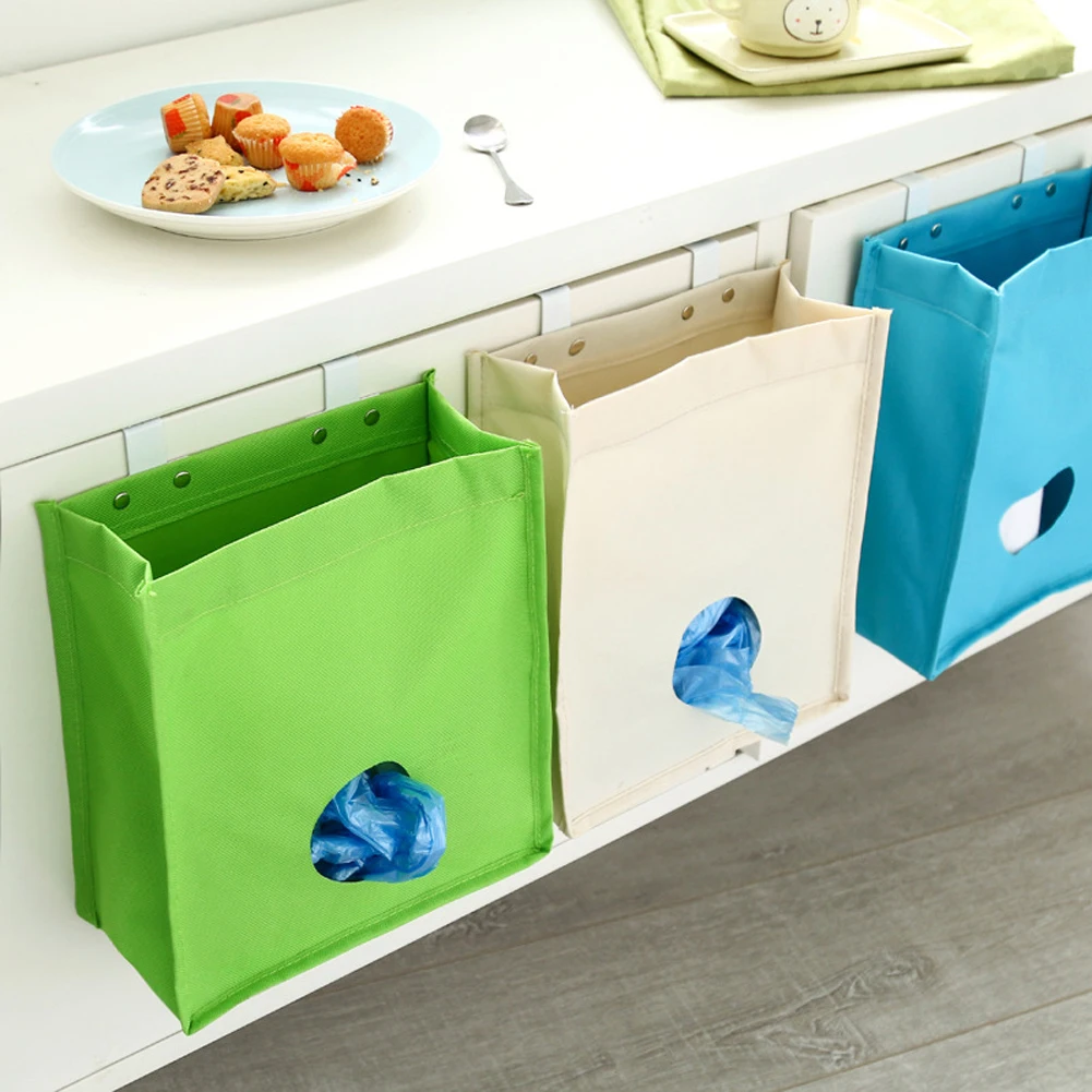 

Extraction Door Back Garbage Bag Storage Pendant Creative Kitchen Extract Garbage Oxford Cloth Bags Storage Bag Cabinets