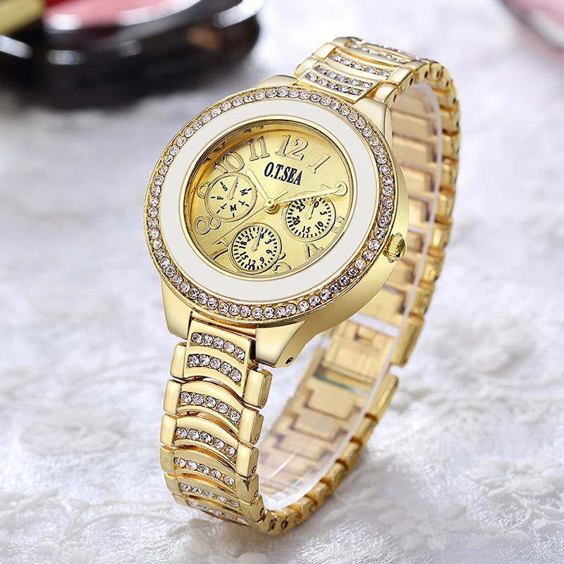 Часы O. T. SEA женские кварцевые с золотым покрытием|luxury brand|luxury luxury brandmujer reloj |