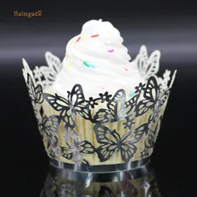 Saingace 25 шт. полая бабочка цветок 50 шт. лазерная резка бумажная формочка торт кекс «сделай сам» День Рождения украшения торта инструменты для выпечки