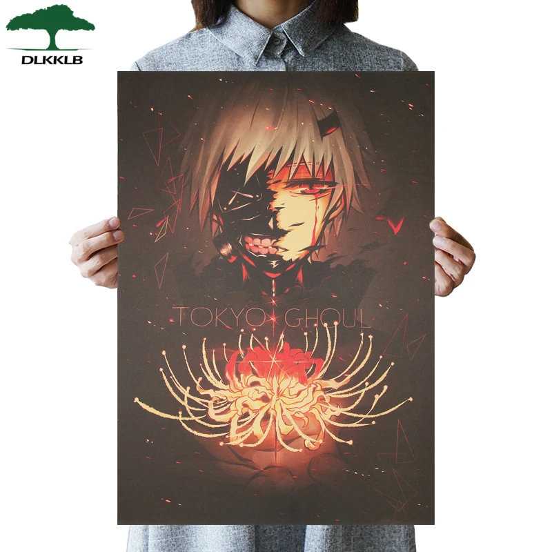 

DLKKLB Tokyo Ghoul Classic Vintage Animation Movie Poster Retro Kraft Paper 51.5x36cm Dorm Room Decoration Painting Wall Sticker
