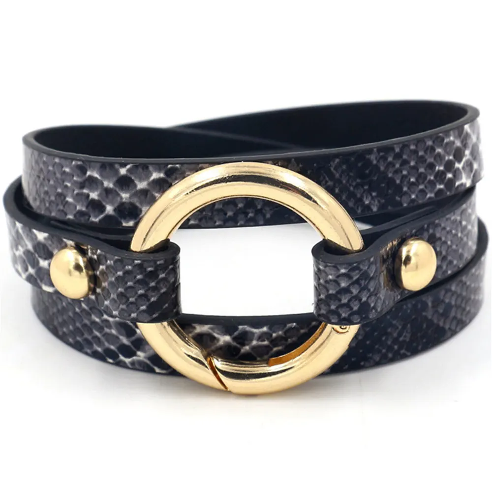 

Black Round Circle Leopard Print Trendy Classic Neon Fashion Cuff Bangle Leather Women Bracelets Female Jewelry Party Gift