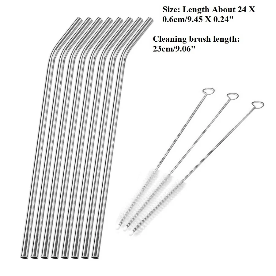 4/6/8 шт. металлическая соломинка многоразовые, для питья соломка из нержавеющей стали с чистящая щетка для кружек Барные аксессуары дропшиппинг - Цвет: 04