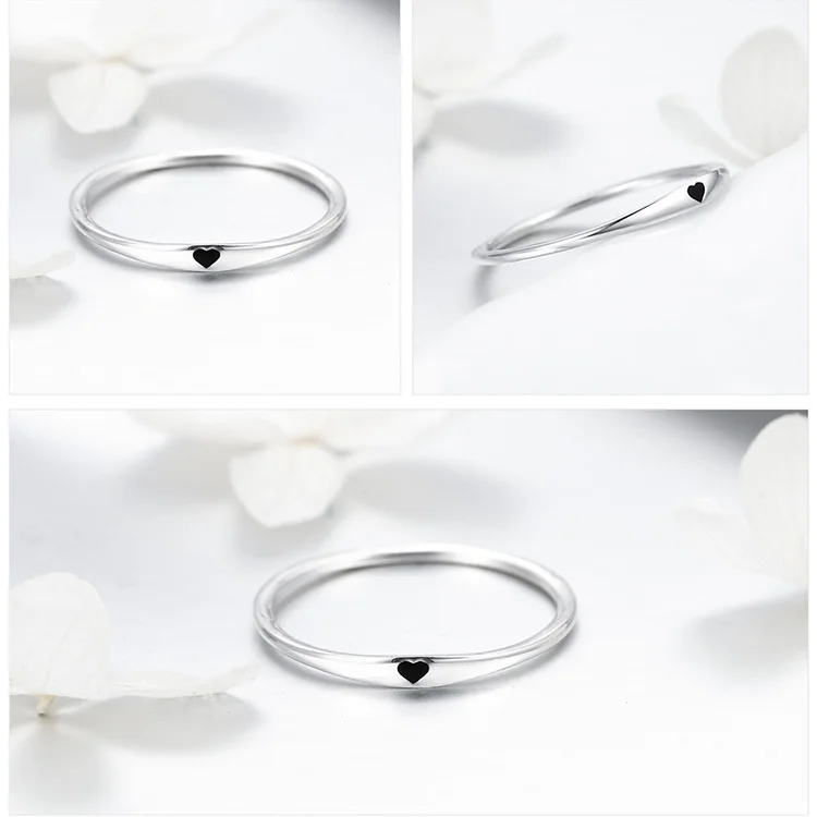 BAMOER, 925 пробы, серебряное, Круглый Круг, чистое, простое кольцо на палец, сердце, выгравированное, кольца для женщин, свадебное, обручальное, ювелирное изделие SCR468