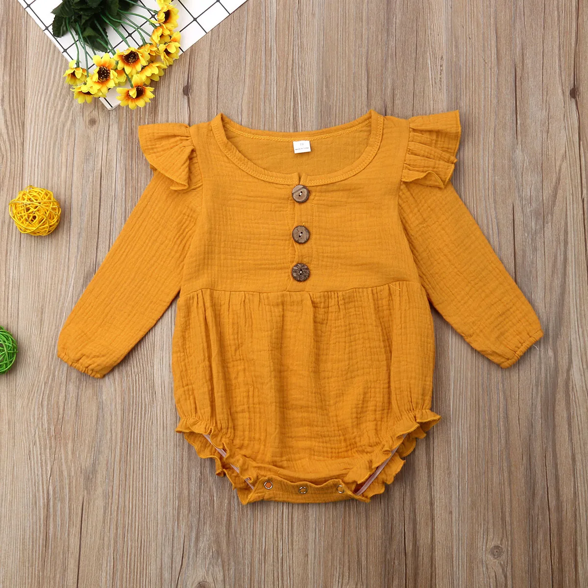 0-24M Summer Toddler Infant Baby Girl Boys Bodysuits Solid Long Sleeve Ruffles Jumpsuit Sunsuit Clothes 0-24M Summer Toddler Infant Baby Girl Boys Bodysuits Solid Long Sleeve Ruffles Jumpsuit Sunsuit Clothes