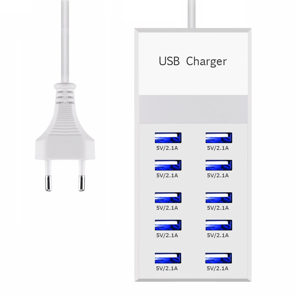

Powstro 10 USB Charger Station Splitter 60W Mobile Phone Charger HUB Smart IC Charge Universal for iPhone Samsung Mp3 Tablet Etc