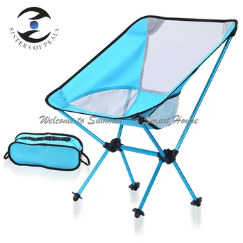 

Blue body white net Aluminum Folding Light Moon Chair for Outdoor Life