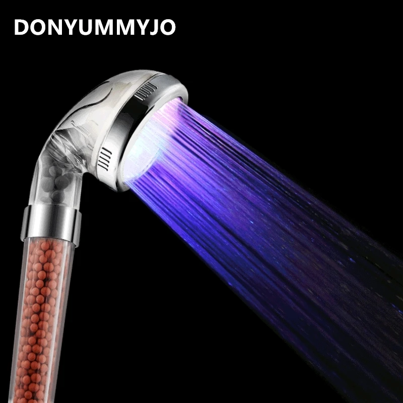 

DONYUMMYJO 1pc LED Anion Shower SPA Shower Head Pressurized Water -Saving Temperature Control Colorful Handheld Big Rain Shower