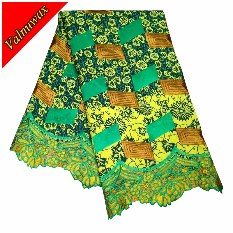 

New Style African Ankara Wax Lace Embroidery Polyester 6Yards Nigerian Guipure Fabric African Wax Guipure QD9304#