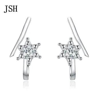 

Promotion beautiful Crystal cute lady women silver color earrings stud high quality fashion jewelry charms wedding ,LE051