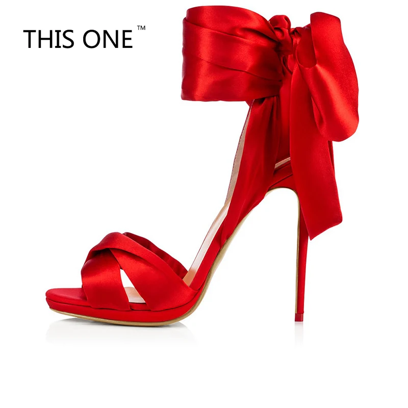 Buy > red satin heel > in stock
