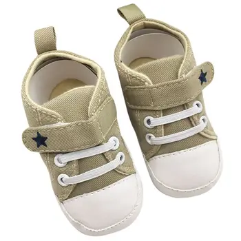 

Newborn Baby Laces Up Soft Soled Crib Shoes Boys Girls Cotton Sneaker First Walker Prewalker Spring Autumn Fashon Shoes 3 Colors