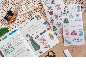 

2000sets,3sheets/set Food Flower Plant Mini Cats Diary Sticker Transparent Vintage Stamps Scrapbooking Korean Cute Journal