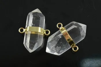

Two Loops on Side Natural Crystal Quartz Stone Pillar Stone Pendants