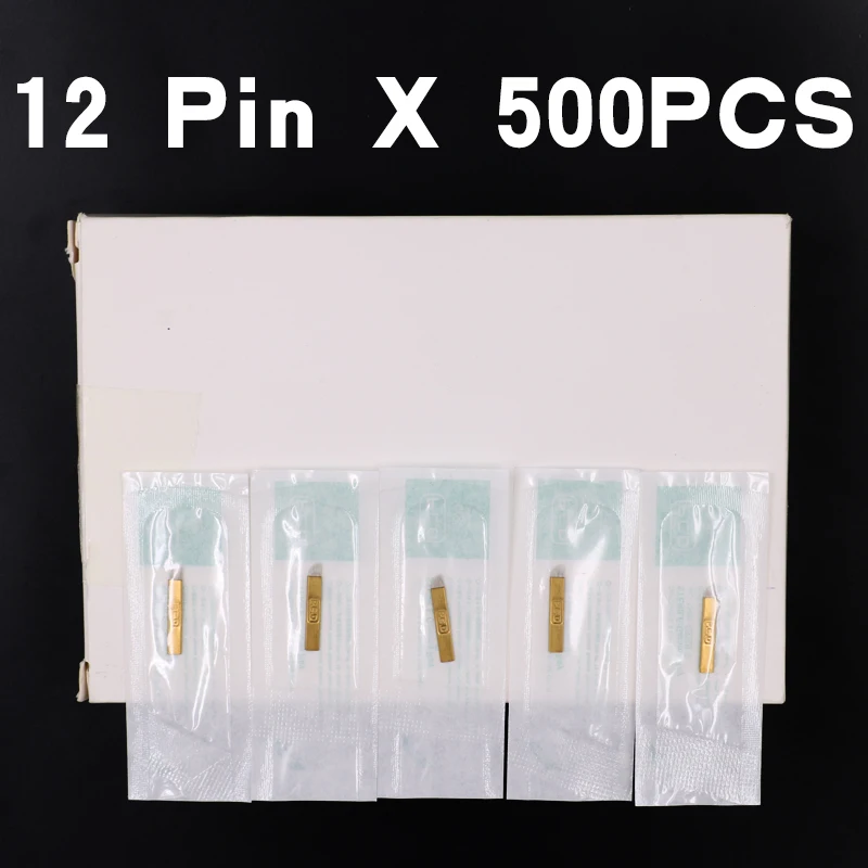 

Wholesale 500 pcs microblading needle 12 pin pcd Lamina Tebori 12 Hard Flex Microblading 12 Prong flat permanent makeup supplies