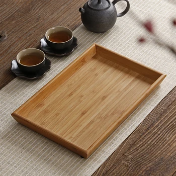 

Rectangular Bamboo Tea Trays Table Plate Chinese Tea Kung Fu Food Dessert Serving Tray Cup Plate Kitchen Storage Accessories