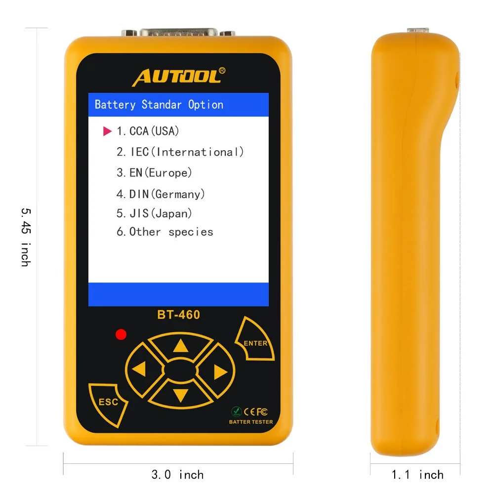 AUTOOL BT-460 Батарея тестер свинцово-кислотная гелевый Аккумулятор AGM ячейки анализатор для 12 В автомобиль 24 тяжелых 4 TFT цветной Дисплей