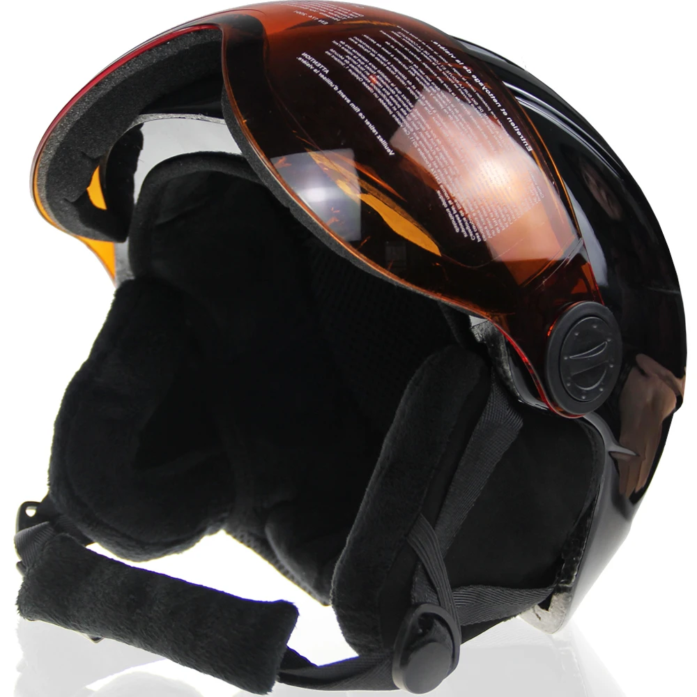 Фирменный Черный лыжный шлем с очками для мужчин/женщин/детей, Теплая Зимняя Маска для снегохода, шлем для сноуборда, шлем для мотолыж/саней, Спортивная безопасность