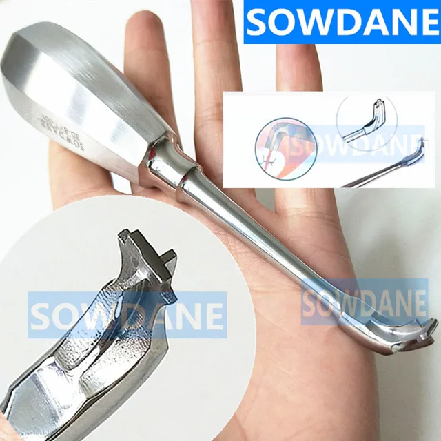 Dental Crown Spreader Drill Dental Restoration Forcep Metal Handle Non-Slip Dental Root Elevator Cross Broken Crown Remover