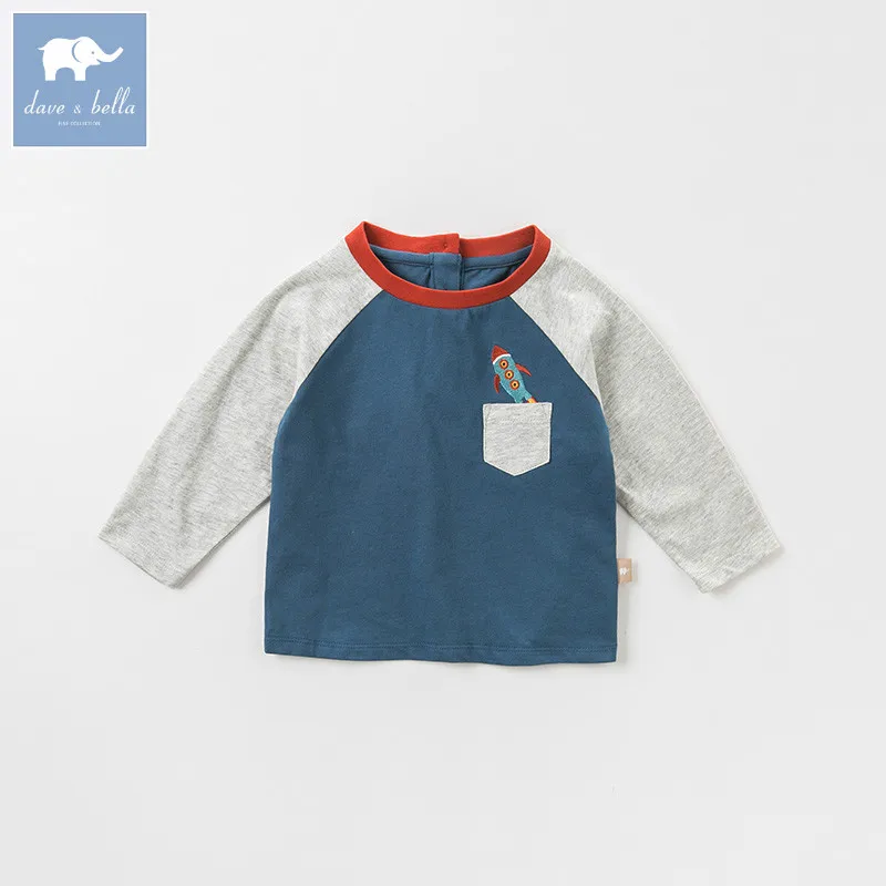 

DBA7810 dave bella autumn baby boys long sleeve clothes children printing T shirts boys high quality tee kids fashion tops