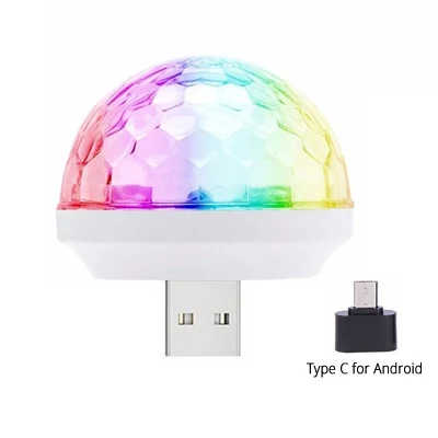 Mini USB Ball Type C DJ вечерние светильник s Projetor лампа диско-шар RGB 3 Вт ИК-пульт ЕС США штекер сценический светильник - Испускаемый цвет: Mini USB Ball Type C