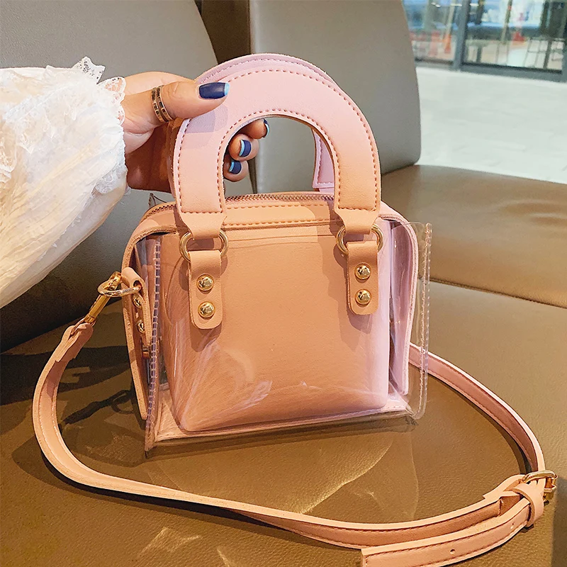 

Transparent Jelly Tote Bag 2019 Fashion New Quality PU Leather Women's Designer Handbag PVC Transparent Shoulder Messenger bags