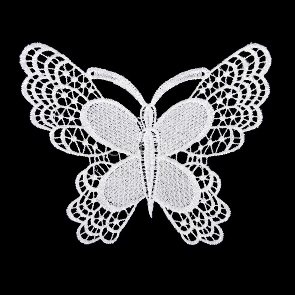 

New Arrivals 2015 White Cotton Butterfly Sewing Applique Patch 5.12 Inch Free Shipping