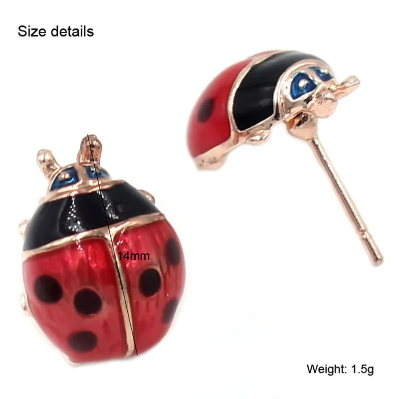 new ladybug round alloy earring cute anime stud earrings