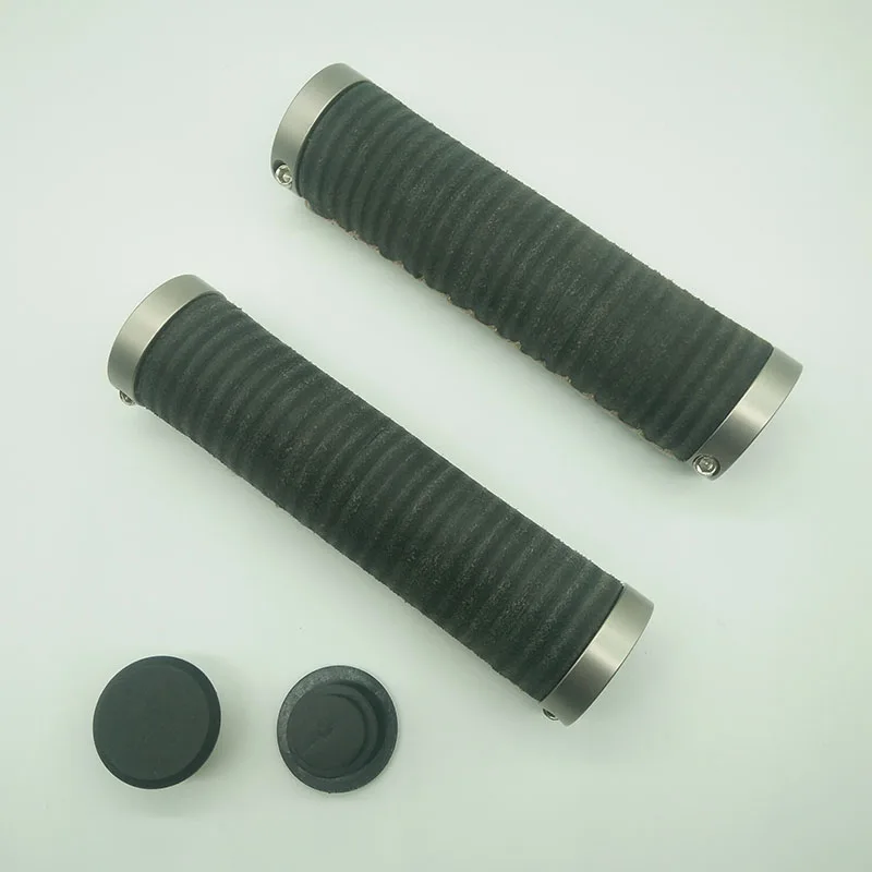 2 Sizes Bicycle Aluminum alloy Leather Grips Bike Handlebar Grip MTB Cycling Parts Bicycle Grips Titanium 2018