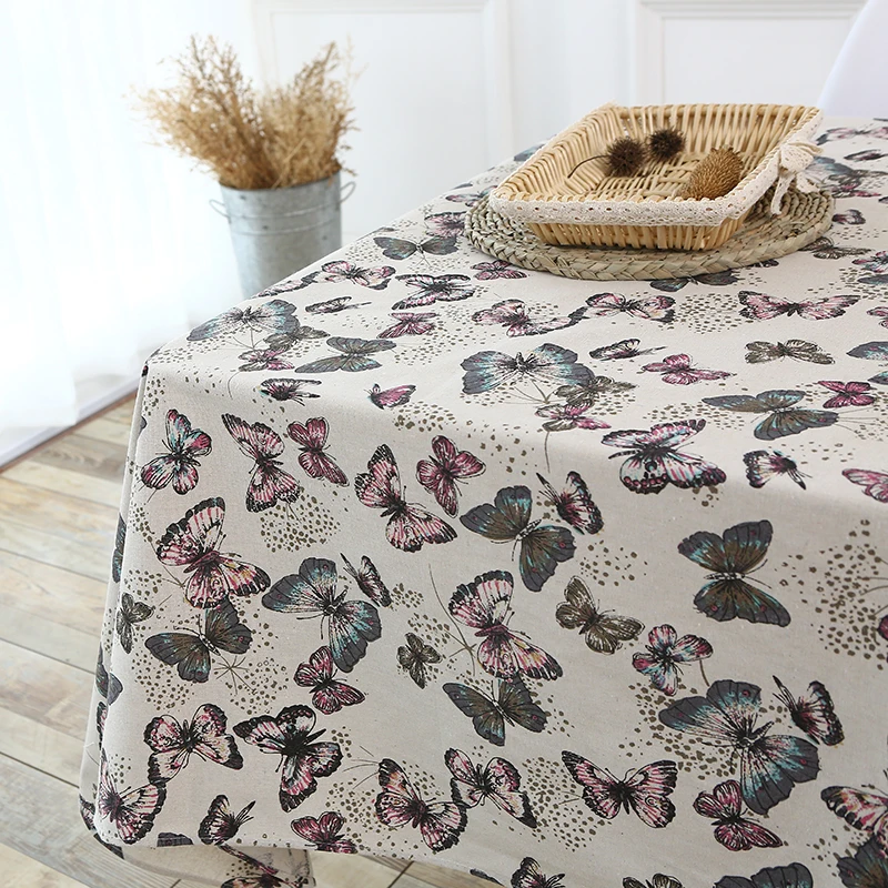 

juta ButterFly printed TableCloth Linen Creative Napkins table cloths for home Banquet Decoration sia Covers tischdecke