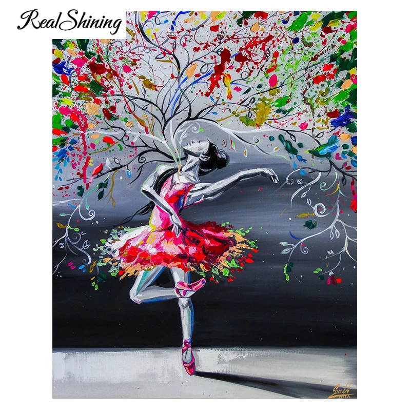 

REALSHINING Full Diamond Embroidery Ballerina Girl Diy Diamond Painting Cross Stitch 5D Diamond Mosaic Crafts Home Decor FS2612