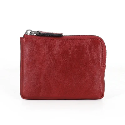 Мини-кошельки для женщин, первый слой из коровьей кожи, мужские кошельки для монет, винтажный маленький кошелек для мелочи, кошелек для кредитных карт, сумка для денег - Цвет: Red