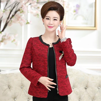 

Spring Autumn New 2020 Fashion Plus Size Short Women Jacket Coat Thin Long-Sleeve Zipper Blazer Mother Top Female Outwear 5XL