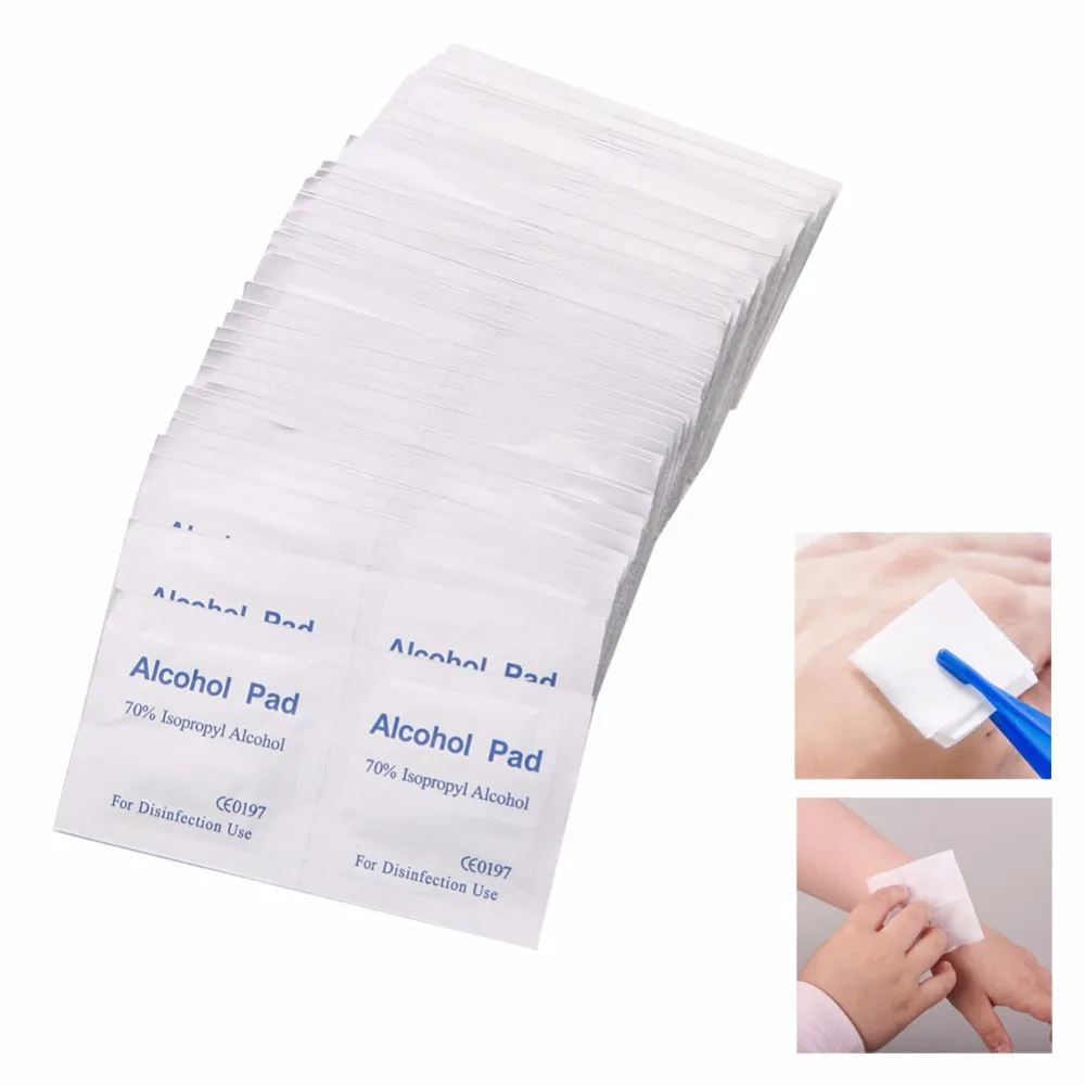 

New 100 Pcs/Box Alcohol Wipe Pad Medical Swab Sachet Antibacterial Tool Cleanser