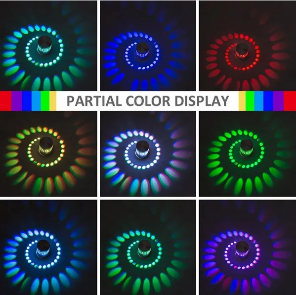 

RGB Spiral Hole LED Wall Light Effect Wall Lamp With Remote Controller Colorful Wandlamp For Party Bar Lobby KTV Home Decoration