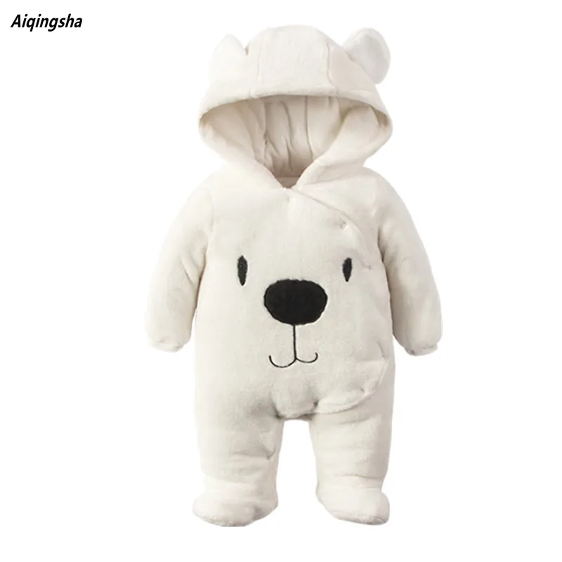 2017 Winter New Baby Rompers Infant Boys Clothes Fleece Baby Girl Onesie Ear Cotton Padded