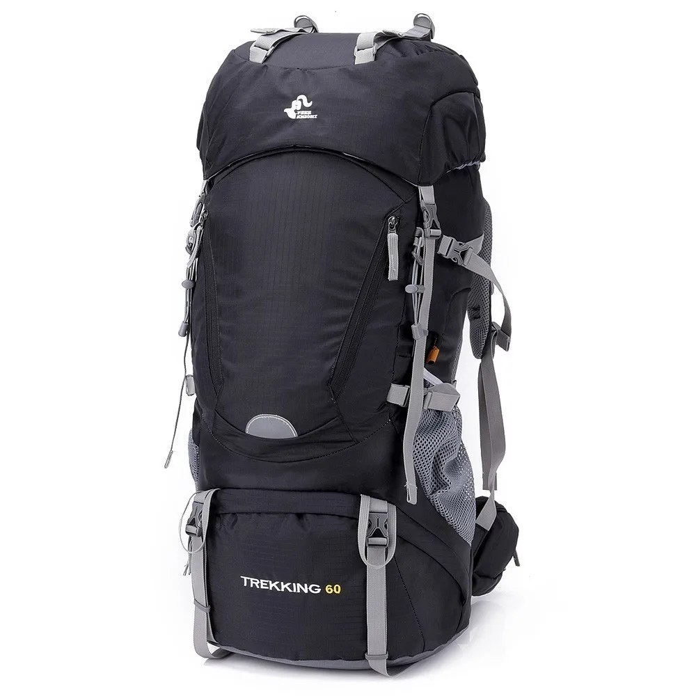 60L Водонепроницаемая походная сумка для женщин, походный рюкзак для путешествий, армейский мужской охотничий Горный рюкзак, дождевик, рюкзак - Цвет: Black