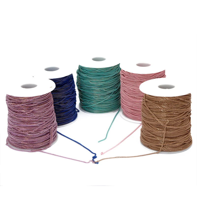 

BASEHOME 5m/lot 2x3mm Colorful Necklace Chains Findings Brass Bulk Chains for DIY Jewelry Accessories