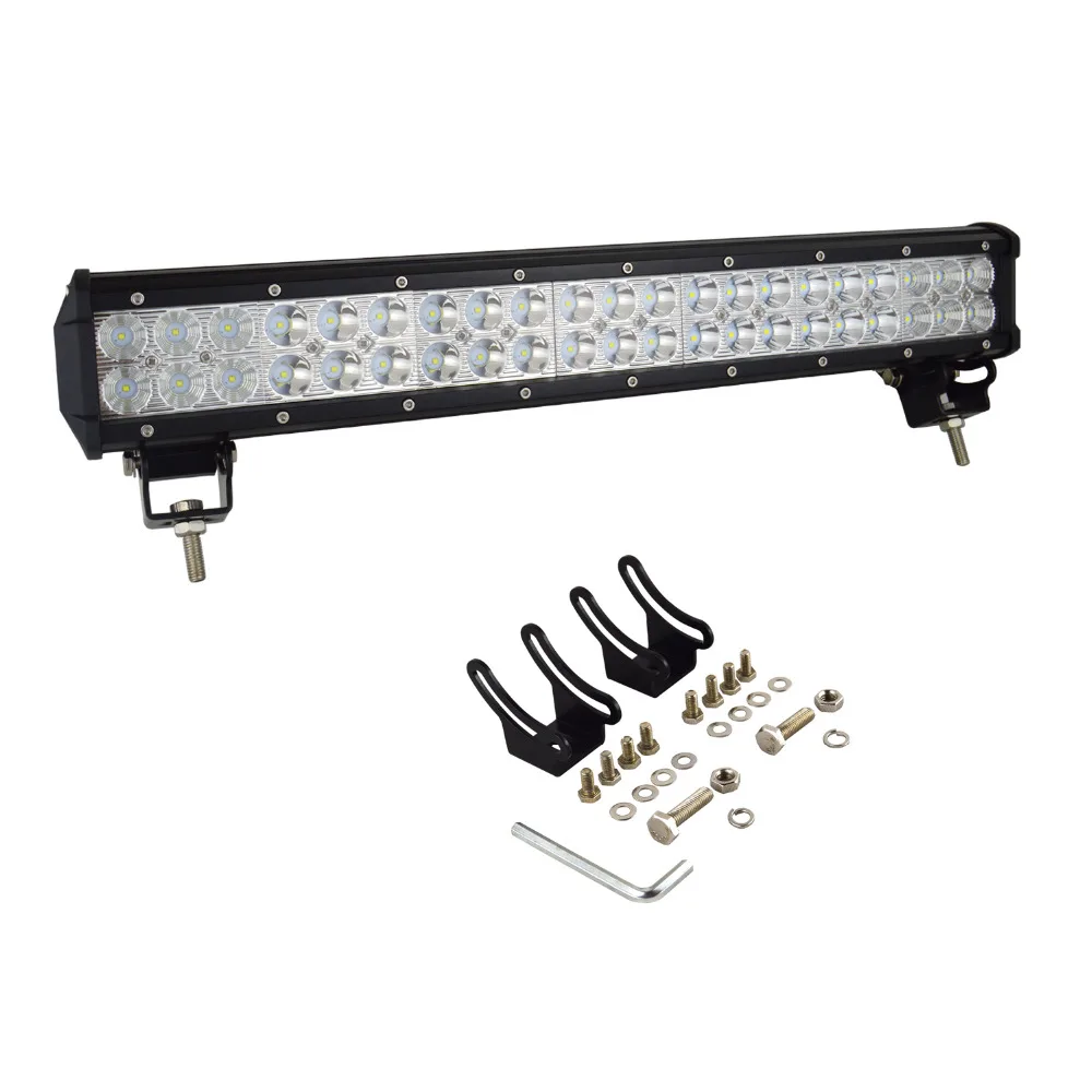Ceny Auxtings LED 20 cali 126w 12V listwa świetlna LED uchwyt na tablicę rejestracyjną zderzak IP67 Combo Beam prosto samochód Offroad 4x4 dla Jeep ATV