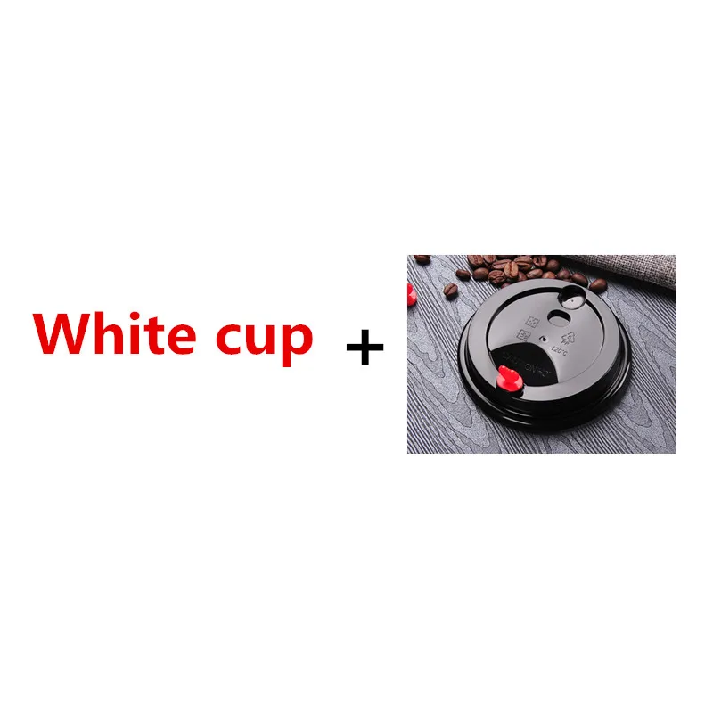 cup and lid 50 шт одноразовые кофейные чашки креативные пенные толстые бумажные стаканчики для горячих напитков анти-обжигающие Изолированные чашки для молока, чая, напитков с крышкой - Цвет: cup and lid