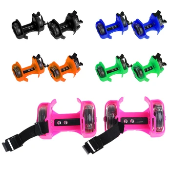 

1Pair Children Wheel Heel Roller Light Adjustable Skates Kid Falsh Blade Shoe Strap